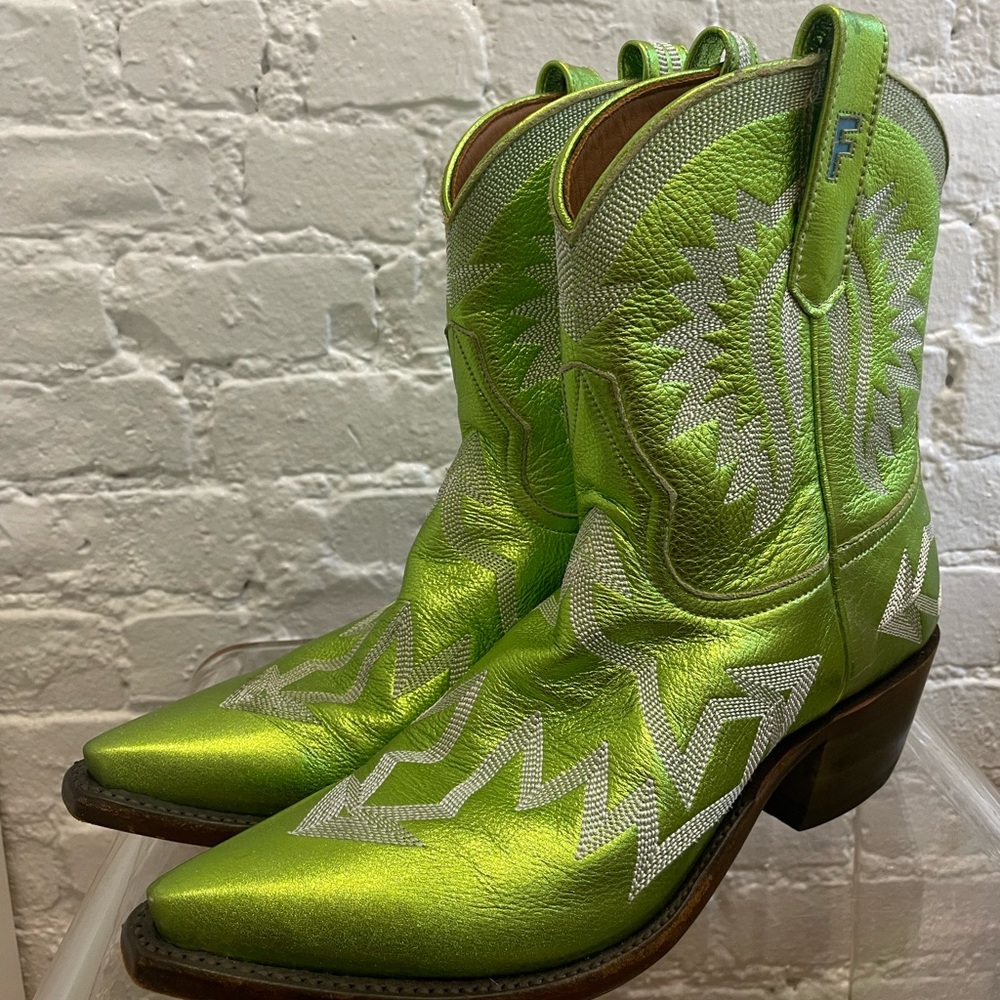 Miron Crosby Women’s Maggie Metallic Lime Green Cowboy Boots size 10 - Picture 3 of 8